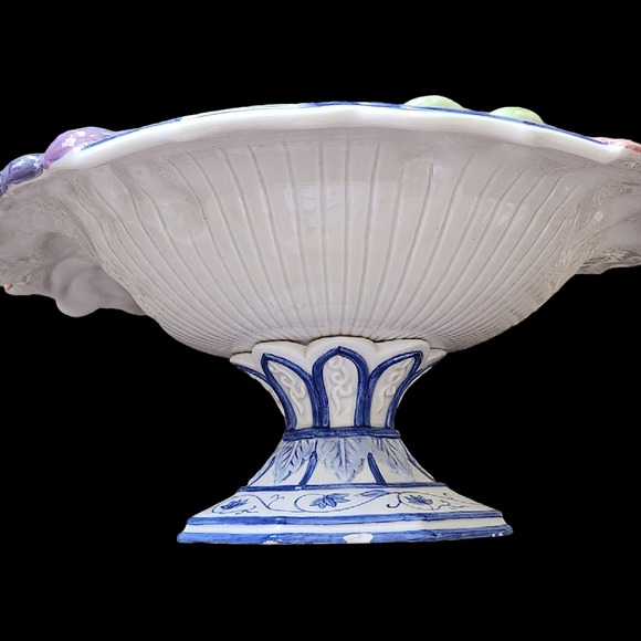 Fitz and Floyd Vintage Spring Bowl Majolica 3D Compote Embossed Fruit - Picture 5 of 5